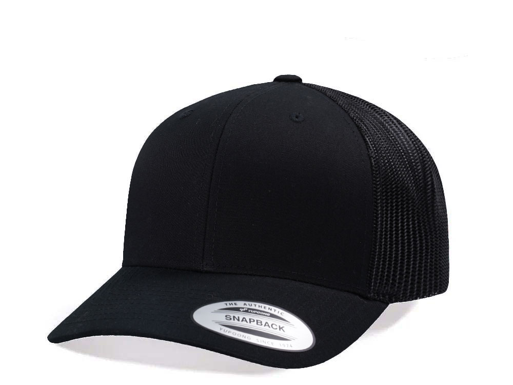 Yupoong Basic Black Retro Trucker Snapback Cap