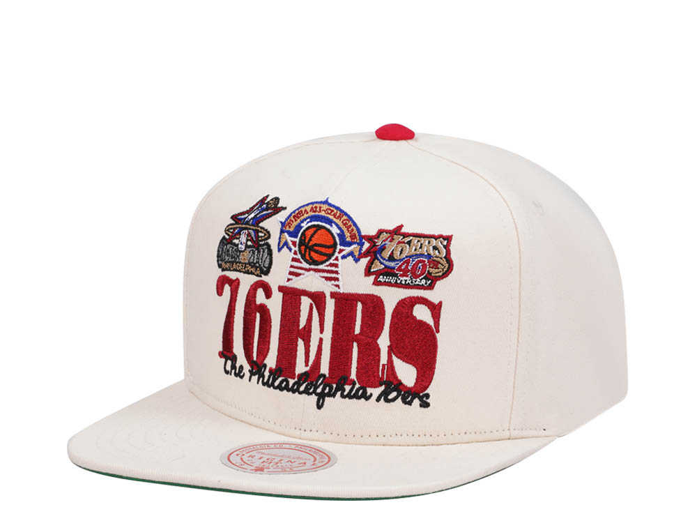 Mitchell & Ness Philadelphia 76ers Reframe Retro Off White Snapback Cap