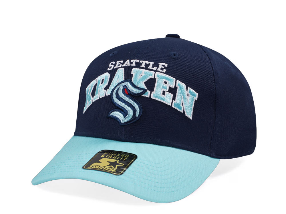 Starter Seattle Kraken Crowd Pleaser Edition Navy Curved Snapback Cap