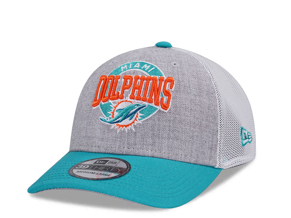 New Era Miami Dolphins Heather Trucker Two Tone Edition 39Thirty Stretch Cap