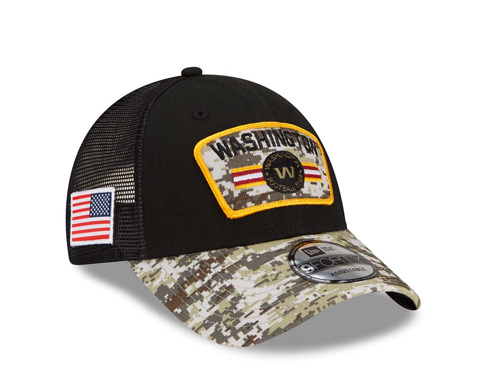 New Era Washington Football Team Salute to Service 21 9Forty Trucker Snapback Cap