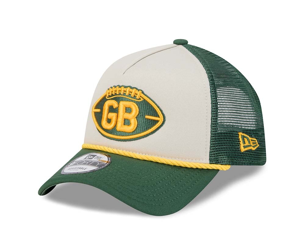 New Era Green Bay Packers Sideline 2024 9Forty A Frame Trucker Snapback Cap