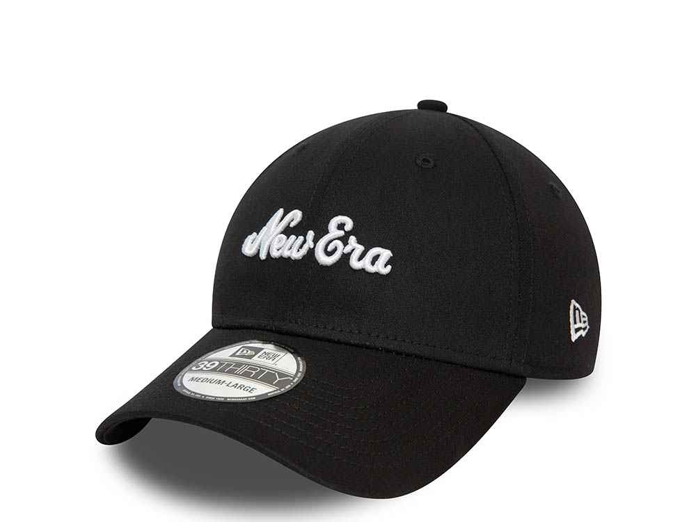 New Era Script Black 39Thirty Stretch Cap