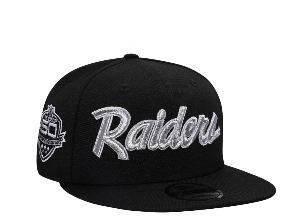 New Era Las Vegas Raiders 50th Anniversary Metallic Black Edition 9Fifty Snapback Cap