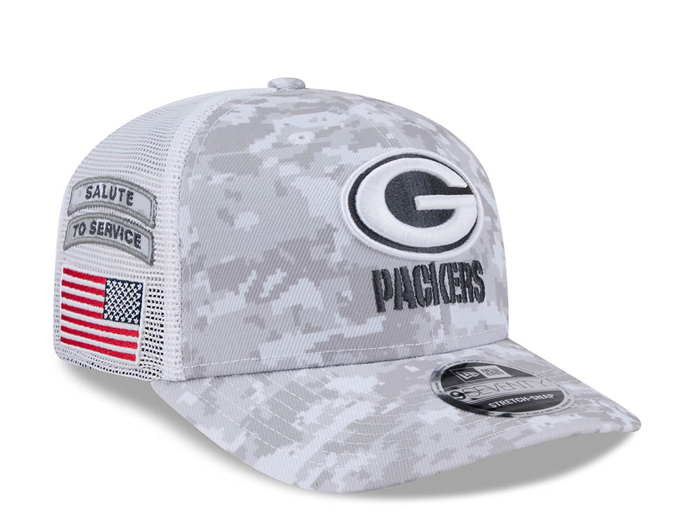 New Era Green Bay Packers Digi Camo Salute to Service 2024 Trucker 9Seventy Snapback Cap