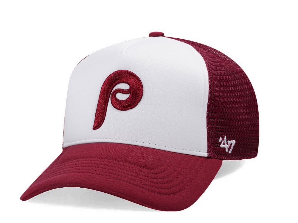 47Brand Philadelphia Phillies Cardinal Tri Tone Foam Offside Trucker Snapback Cap