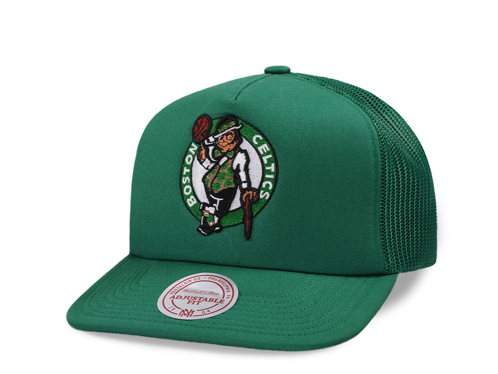 Mitchell & Ness Boston Celtics Green Trucker Adjustable Fit Snapback Cap