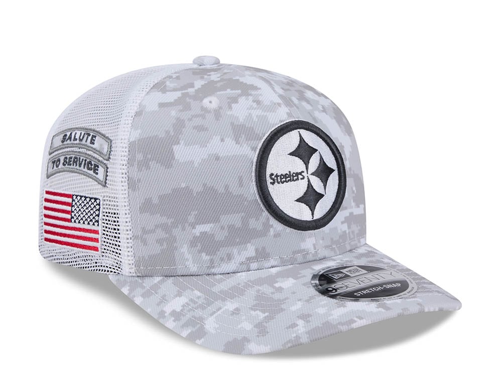 New Era Pittsburgh Steelers Digi Camo Salute to Service 2024 Trucker 9Seventy Snapback Cap