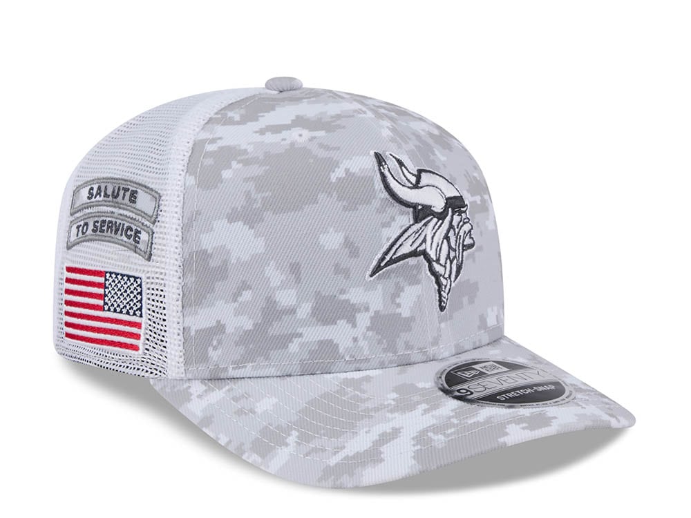 New Era Minnesota Vikings Digi Camo Salute to Service 2024 Trucker 9Seventy Snapback Cap