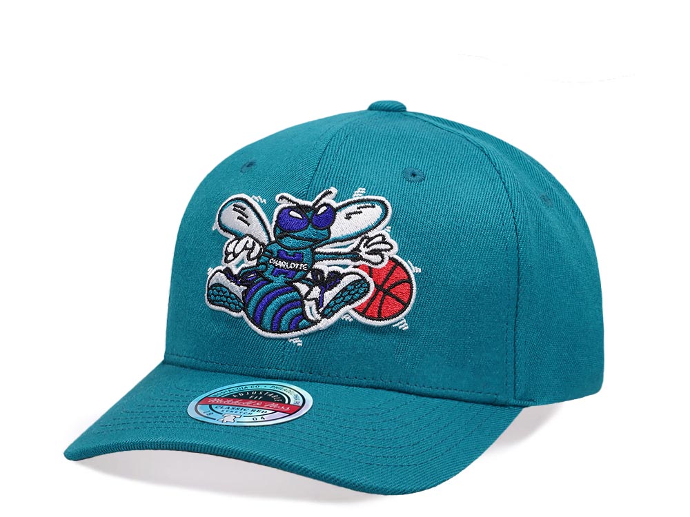 Mitchell & Ness Charlotte Hornets Teal Hardwood Classic Red Flex Snapback Cap