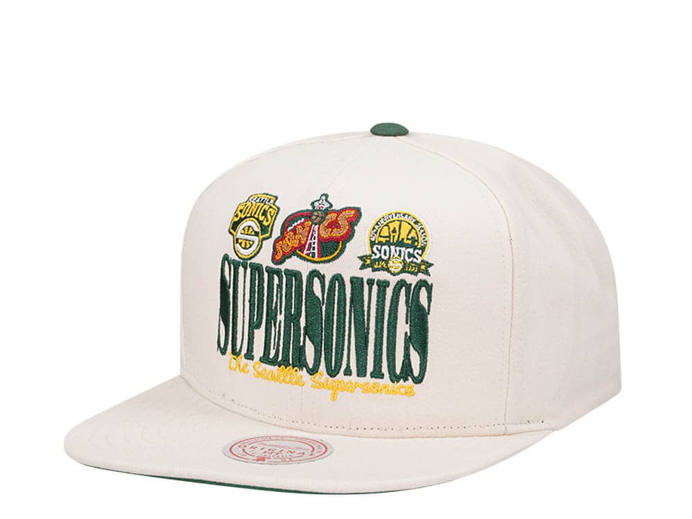 Mitchell & Ness Seattle Supersonics Reframe Retro Off White Snapback Cap