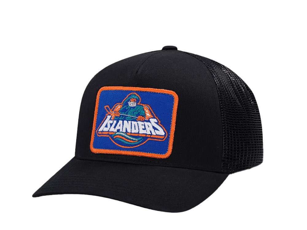 American Needle New York Islanders Valin Black Trucker Snapback Cap