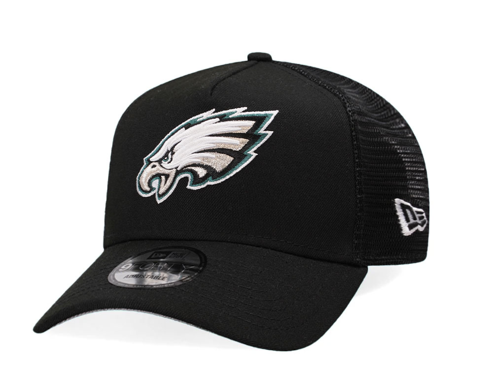 New Era Philadelphia Eagles Black Trucker A Frame 9Forty Snapback Cap