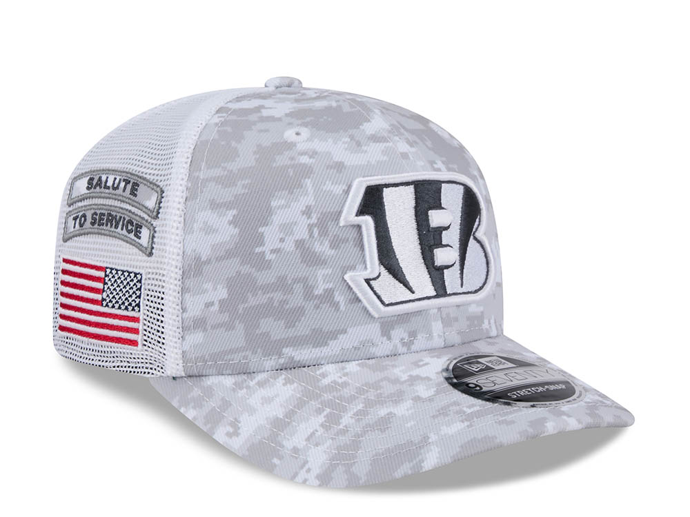 New Era Cincinnati Bengals Digi Camo Salute to Service 2024 Trucker 9Seventy Snapback Cap