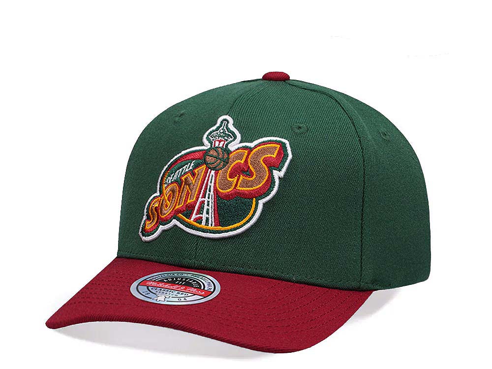 Mitchell & Ness Seattle Supersonics Two Tone Hardwood Classic Red Flex Snapback Cap