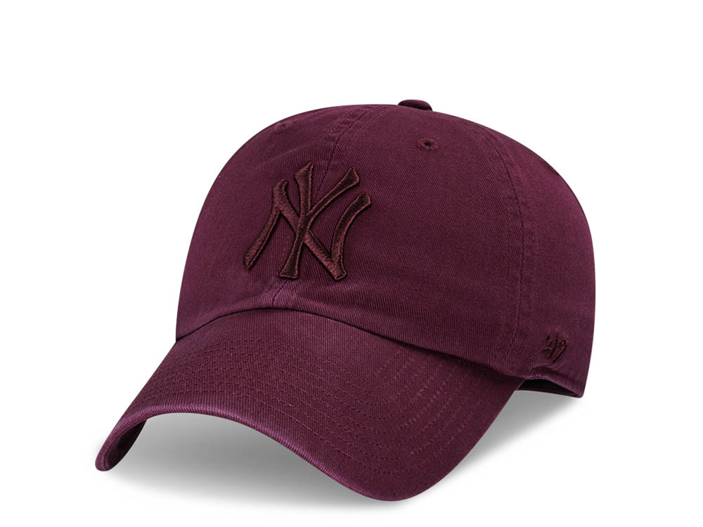 47Brand New York Yankees Dark Maroon Clean Up Strapback Cap