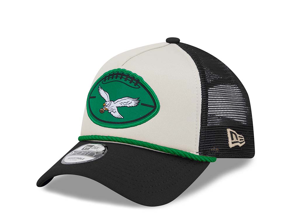 New Era Philadelphia Eagles Black Two Tone 9Forty A Frame Trucker Strapback Cap