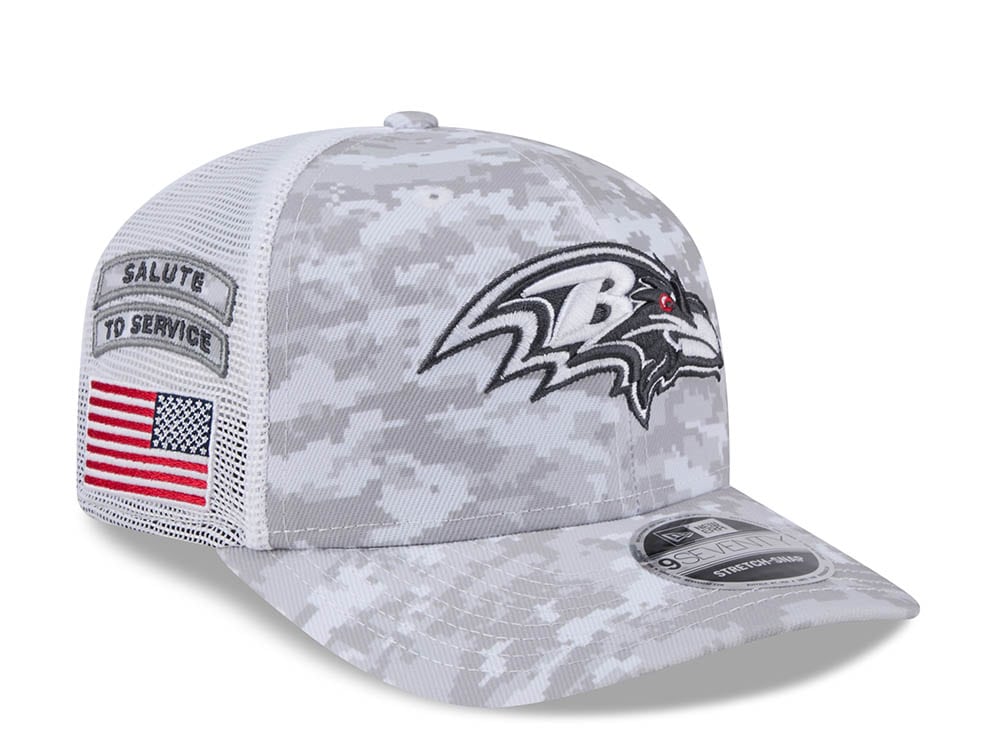 New Era Baltimore Ravens Digi Camo Salute to Service 2024 Trucker 9Seventy Snapback Cap