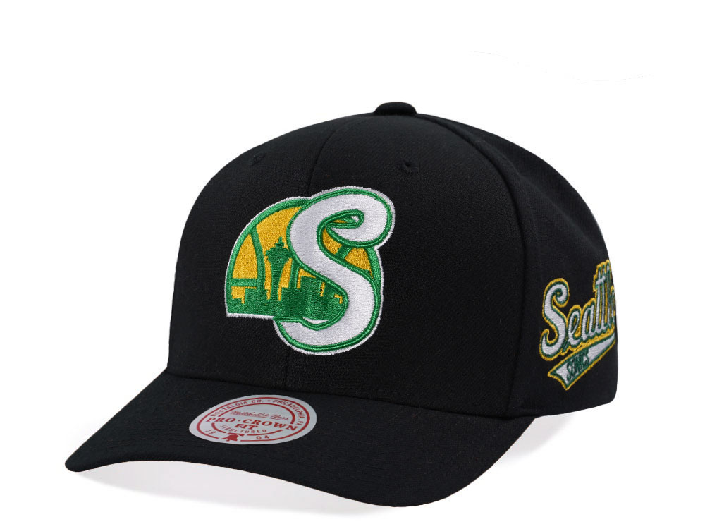 Mitchell & Ness Seattle Supersonics Hardwood Classic Pro Crown Fit Black Snapback Cap