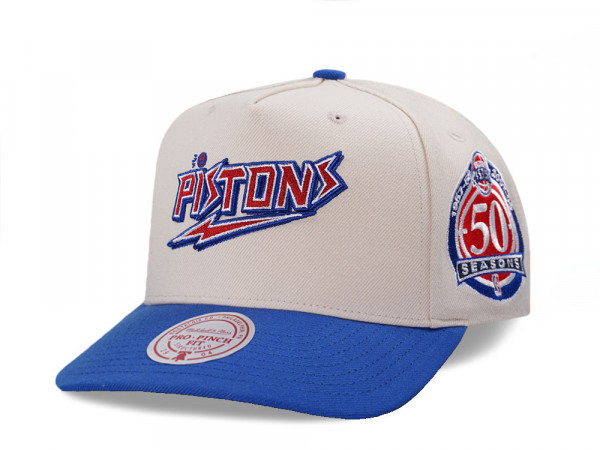 Mitchell & Ness Detroit Pistons 50 Seasons Two Tone Pro Pinch A Frame Snapback Cap