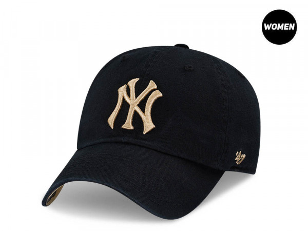 47Brand New York Yankees Black Womens Under Clean Up Strapback Cap