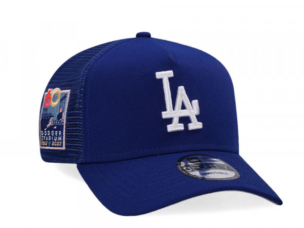 New Era Los Angeles Dodgers 60th Anniversary Royal Trucker Edition A Frame Trucker Snapback Cap