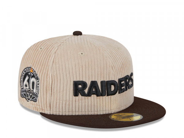 New Era Las Vegas Raiders 60th Anniversary Fall Cord Khaki 59Fifty Fitted Cap