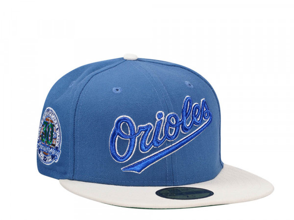 New Era Baltimore Orioles 30th Anniversary Glacier Blue Metallic Two Tone Edition 59Fifty Fitted Cap