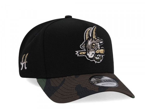 New Era Hartford Yard Goats Black Camo Two Tone Edition A Frame Snapback Cap