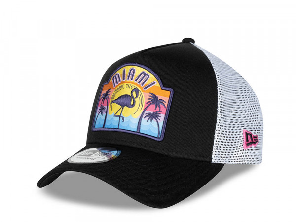 New Era Miami Patch Black Trucker A Frame Snapback Cap