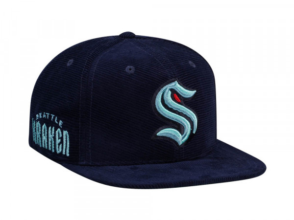 Mitchell & Ness Seattle Kraken Navy Cord Throwback Snapback Cap