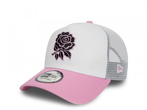 New Era England Rugby Football Union Rose Pink A Frame Trucker Snapback Cap