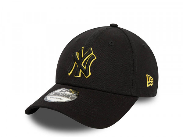 New Era New York Yankees Black Team Outline Edition 9Forty Strapback Cap