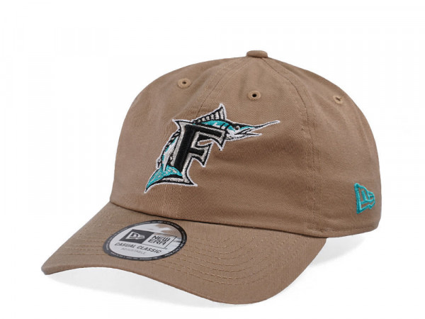 New Era Florida Marlins Khaki Casual Classic Edition Strapback Cap