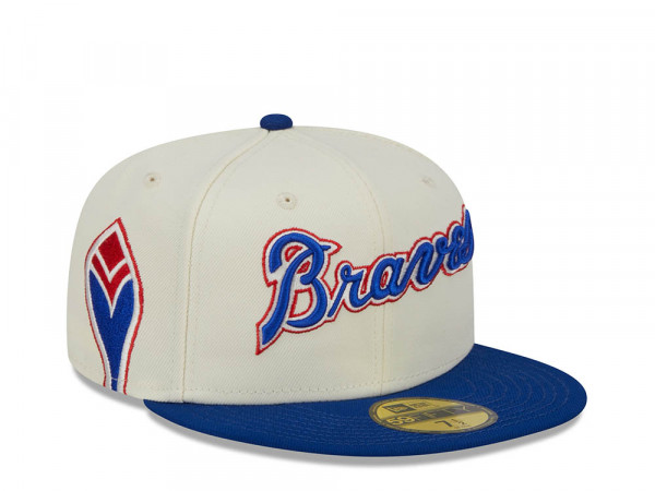 New Era Atlanta Braves Stone Retro Script Throwback Edition 59Fifty Fitted Cap