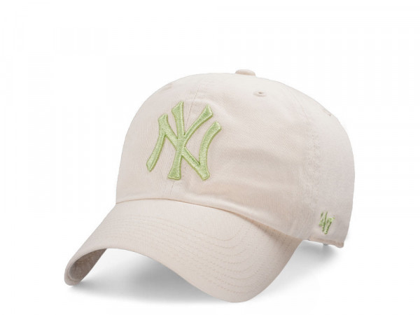 47Brand New York Yankees Natural Green Logo Clean up Strapback Cap