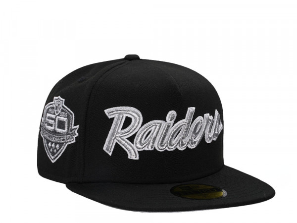 New Era Las Vegas Raiders 50th Anniversary Black Metallic Edition A Frame 59Fifty Fitted Cap