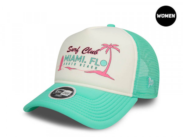 New Era Foam Front Miami Surf Club Womens Trucker Snapback Cap