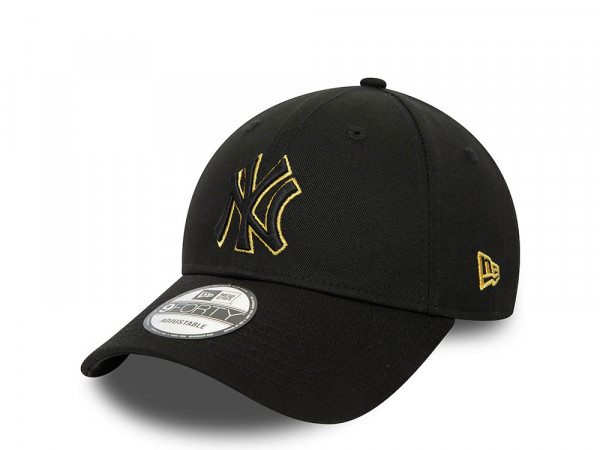 New Era New York Yankees Black Metallic Outline Edition 9Forty Strapback Cap